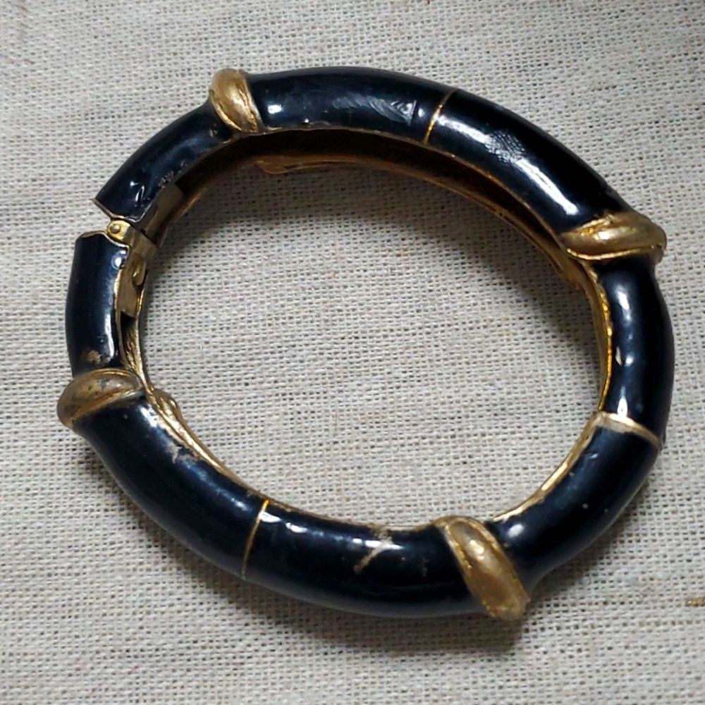 Vintage Ciner Signed Bamboo Cuff Hinged Bangle Mcm Bracelet 80$